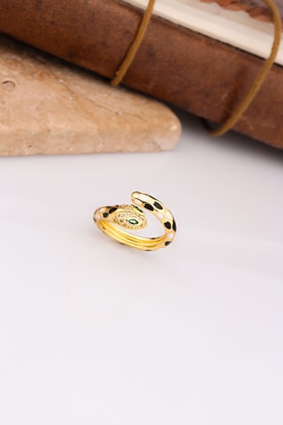 Anillo - Chapado en oro amarillo y circones