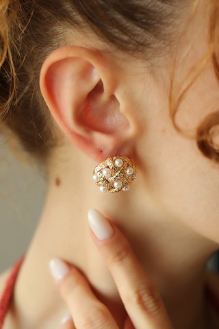 Dormilonas - Chapado en oro amarillo y perlas cultivadas