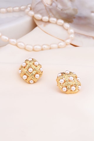 Dormilonas - Chapado en oro amarillo y perlas cultivadas