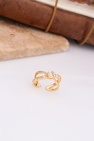 Anillo - Chapado en oro amarillo y circones