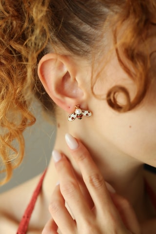 Dormilonas - Chapado en oro amarillo, perlas cultivadas y circones