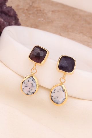 Boucles d'oreilles - Améthystes et dentrites