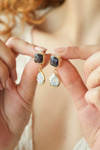 Boucles d'oreilles - Améthystes et dentrites