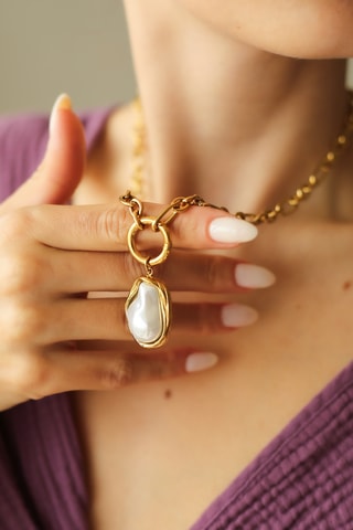 Collar - Chapado en oro amarillo y perla cultivada