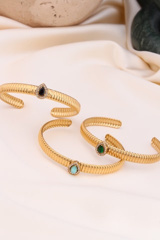 3 pulseras - Chapado en oro amarillo y circones