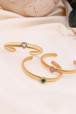 3 pulseras - Chapado en oro amarillo y circones