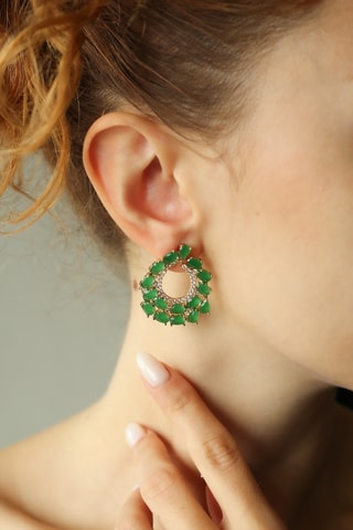 Pendientes - Chapado en oro amarillo y circones