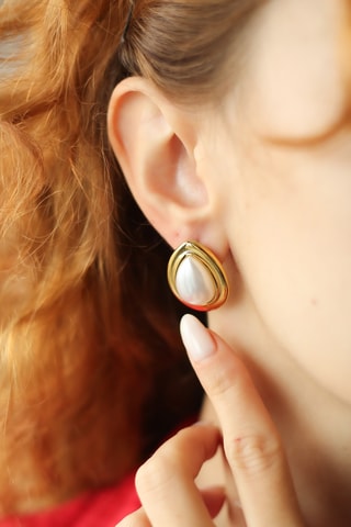 Dormilonas - Chapado en oro amarillo y perla cultivada