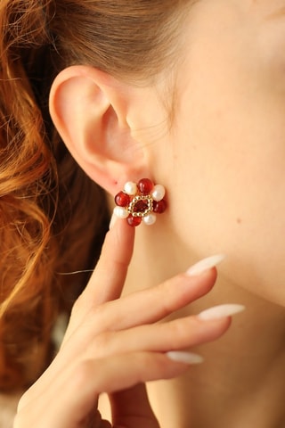 Pendientes - Perlas cultivadas y coral 