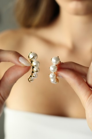 Dormilonas - Chapado en oro amarillo y perlas cultivadas