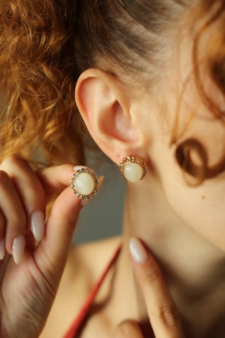 Dormilonas - Chapado en oro amarillo, perlas cultivadas y circones