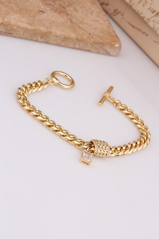 Pulsera de eslabones - Chapado en oro amarillo y circones