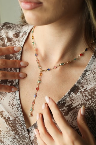 Collar - Chapado en oro amarillo y circones