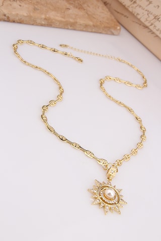 Collar - Chapado en oro amarillo y circones 