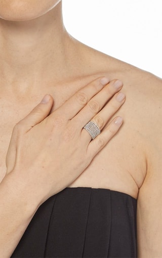 Anillo Neuf Rangs Scintillants - Oro blanco y diamantes