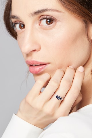 Anillo Bleu Saphir - Oro blanco, diamantes y zafiros