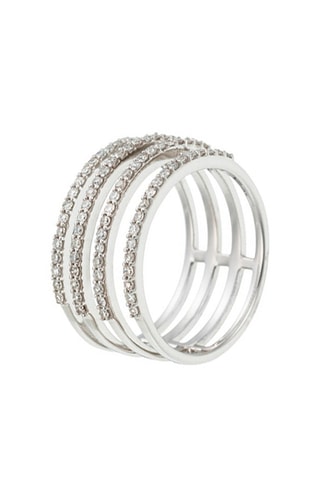 Anillo Mes 4 rangs précieux - 
Oro blanco y diamantes