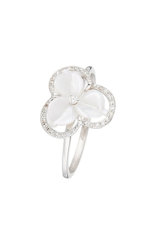 Anillo Fleur nacrée - Oro blanco, diamantes y nácar