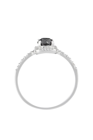 Solitario - Oro blanco, diamantes y diamante negro