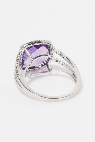 Anillo Divine Améthyste - 
Oro blanco, diamantes y amatista