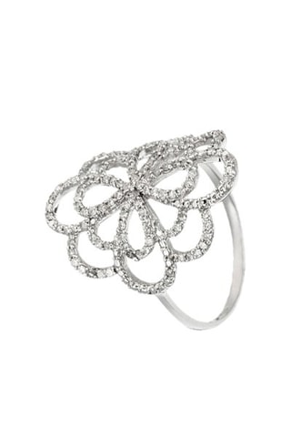Anillo Grande Fiore - 
Oro blanco y diamantes