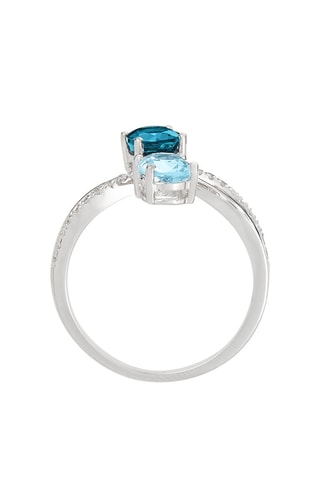 Anillo Mon Rêve Bleu - Oro blanco, topacios y diamantes