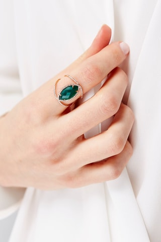 Anillo Energie -  Oro rosa, diamantes y ágata