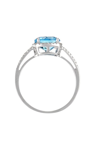 Anillo Popi Coussin - Oro blanco, diamantes y topacio