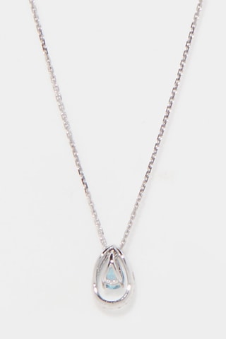 Colgante Jolie Poire Bleue - Oro blanco, diamantes y topacio