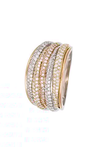 Anillo Golden roads - Oro blanco, oro amarillo, oro rosa y diamantes