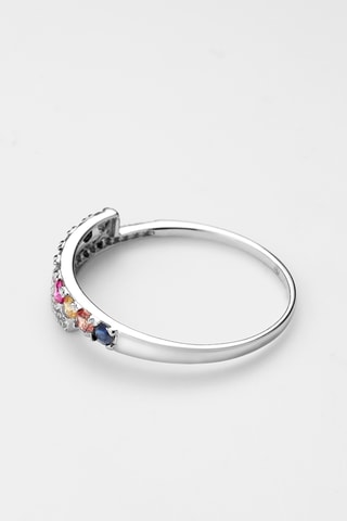 Anillo Passion Scintillante - Oro blanco, diamantes, zafiros, rubí, granate y olivina