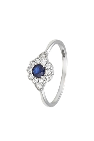 Bague Nonna - Or blanc, diamants et saphir