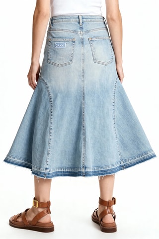 Biologisch Katoenen Midirok Hoge Taille - Blauw