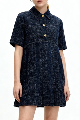 Biologisch Katoenen en Denim Trapeziumjurk - Marineblauw