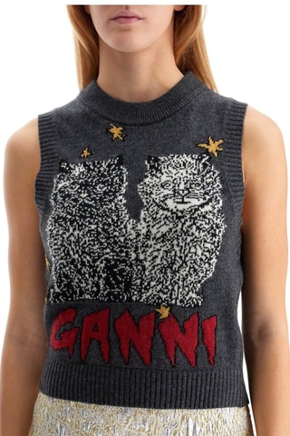 Mouwloze Wollen Trui - Donkergrijs