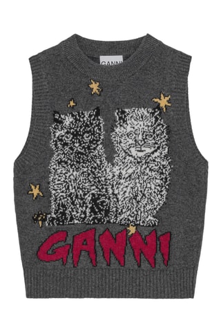 Mouwloze Wollen Trui - Donkergrijs