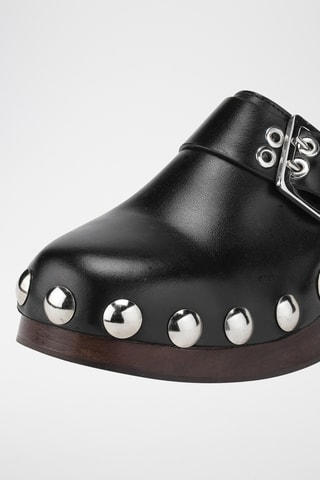 Kalfsleren Clogs - Zwart