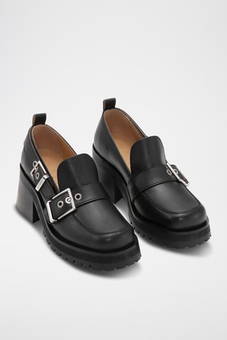 Leren Mocassins met Hak - Zwart