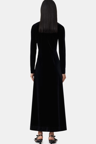 Rechte Velours Jurk - Zwart