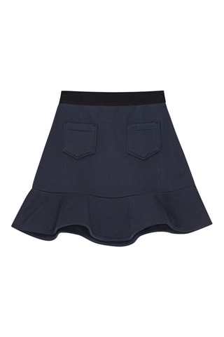 Biologisch Katoenen Rok Hoge Taille met Ruches - Marineblauw