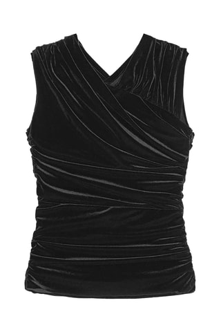 Gedrapeerde Velours Top - Zwart