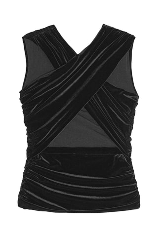 Gedrapeerde Velours Top - Zwart