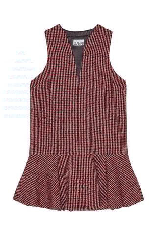 Wollen Jurk met Ruches - Rood en Zwart