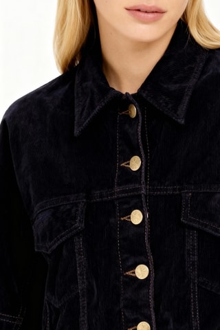 Biologisch Katoenen en Velours Jasje - Donkerblauw