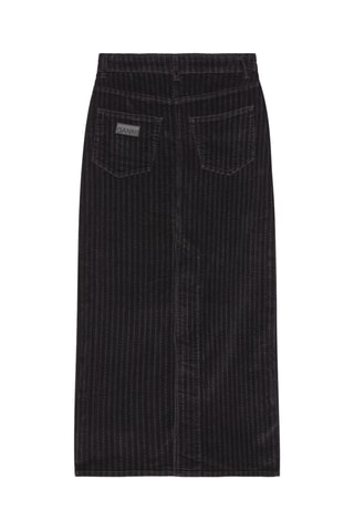 Rechte Biologisch Katoenen en Velours Rok Hoge Taille - Zwart