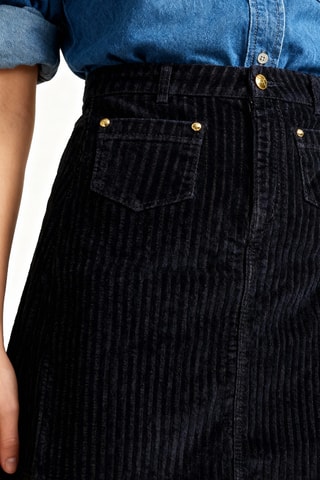 Rechte Biologisch Katoenen en Velours Rok Hoge Taille - Zwart