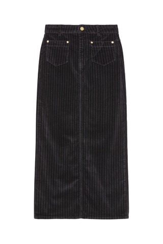 Rechte Biologisch Katoenen en Velours Rok Hoge Taille - Zwart