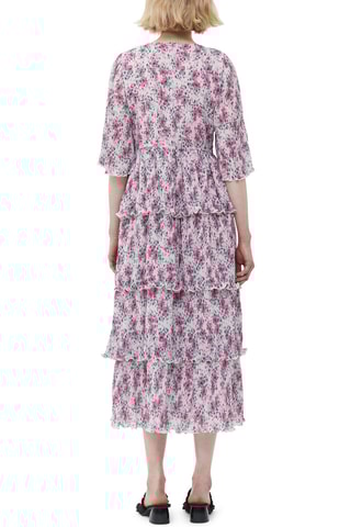 Biologisch Katoenen Jurk met Ruches - Lichtpaars en Fuchsia