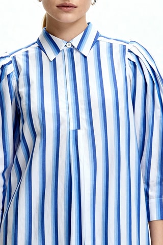 Biologisch Katoenen Blouse - Wit en Indigoblauw