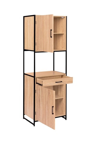 Aparador industrial de 2 puertas Memphis - Imitación madera y negro